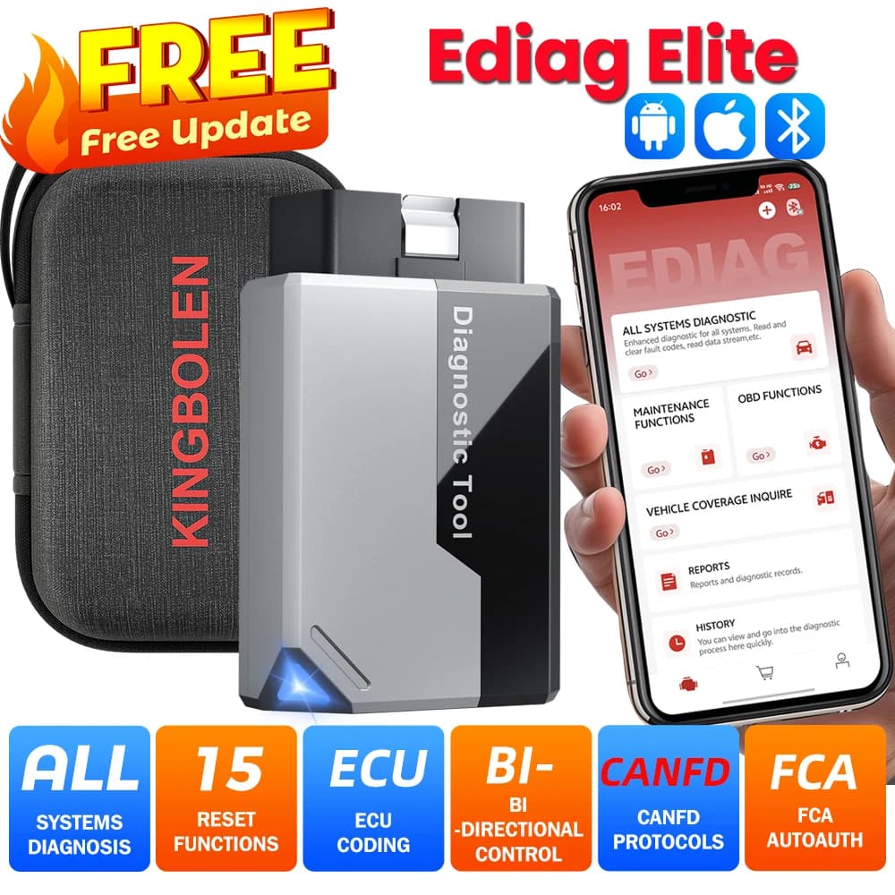 2026 New KINGBOLEN Ediag Elite OBD2 Scanner with Free Update, All Systems Car Diagnostics, 15 Reset Function, ECU Two-way Coding, Diagnostic Tool
