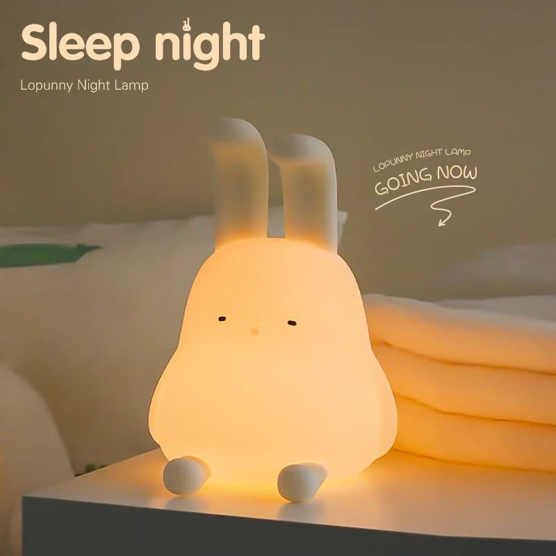 Cute Rabbit Silicone Nightlight Children's Room Decoration with Cartoon Animal Lamp for Boys and Girls Birthday Gift