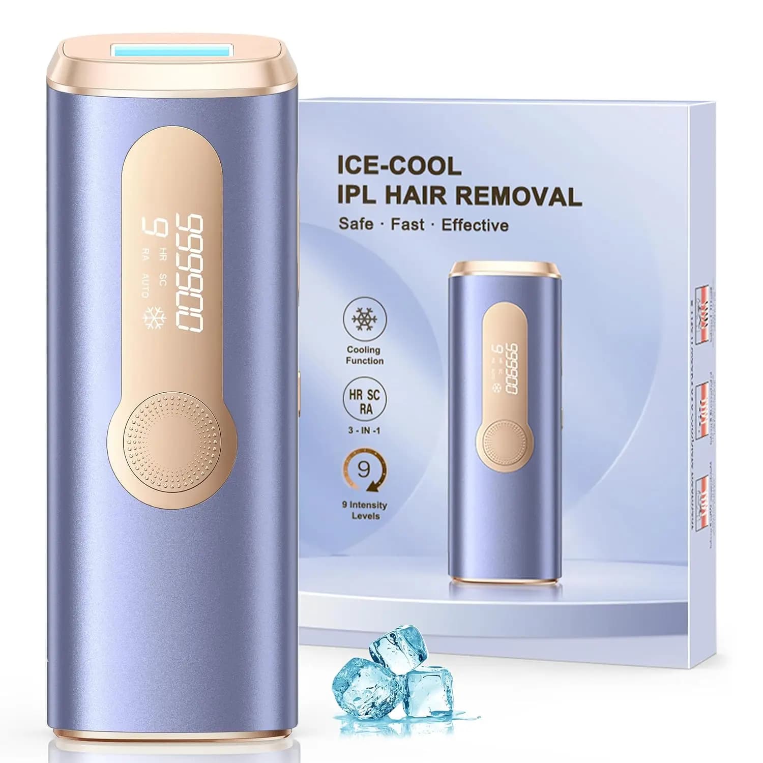 999900 Flashes IPL Hair Removal Ice Cooling Device 9 Levels 2 Models Permanent Whole Body Laser Epilator for Women Men Home Use