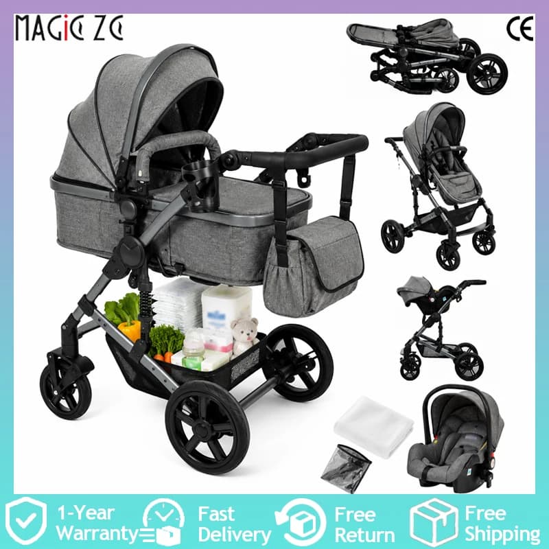 Baby pushchair 3 1 pushchair landau combined Travelling-position system High frame lightweight aluminum foldable reversible seat wheels with