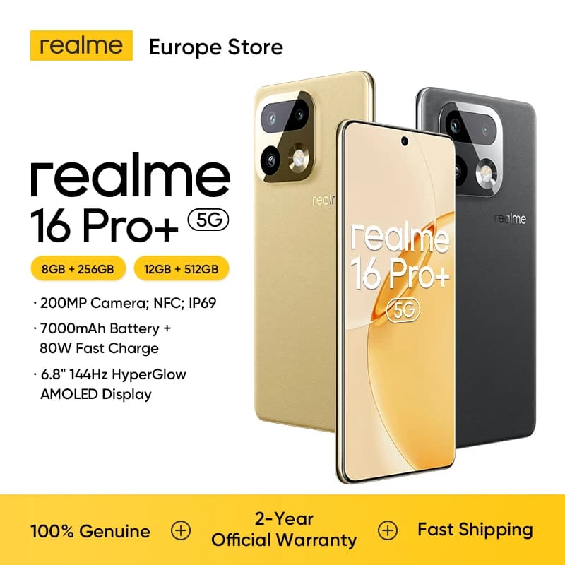 realme 16 Pro Plus 5G Smartphone /Cellphones Android  7000mAh Battery 80w Fast Charge 200MP Camera 6.8'' AMOLED 144Hz