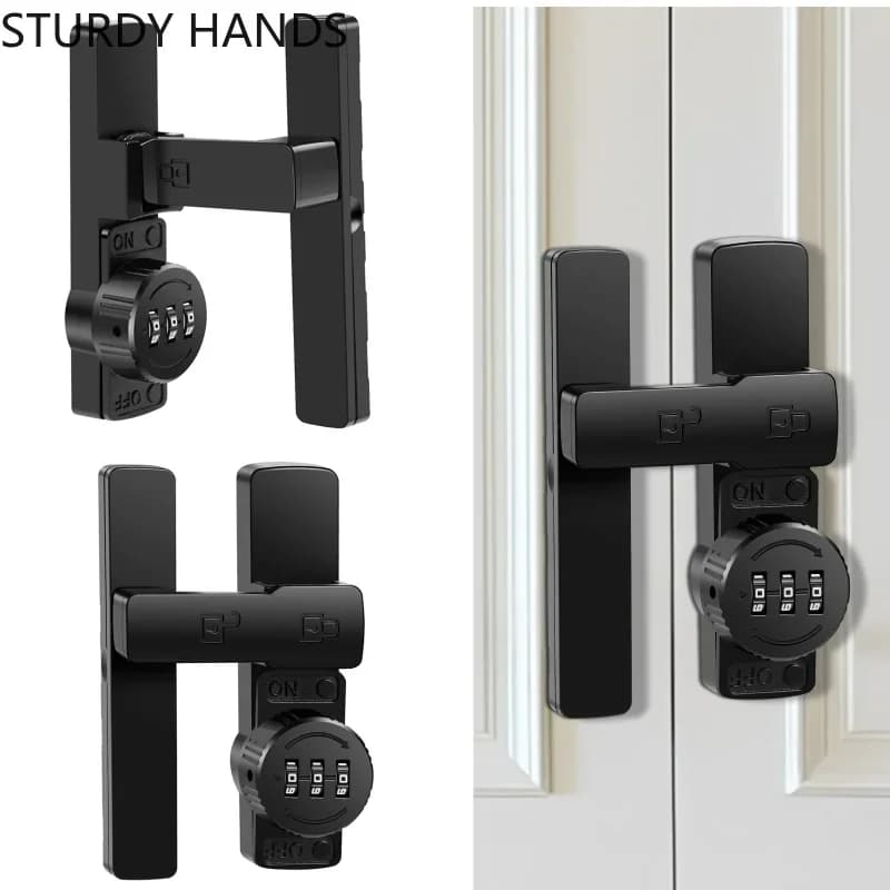 Password Sliding Door Lock 90/180 Degree Flip Combination Cabinet Locks Barn Door Lock Latch for Small Doors Storage Room Garage