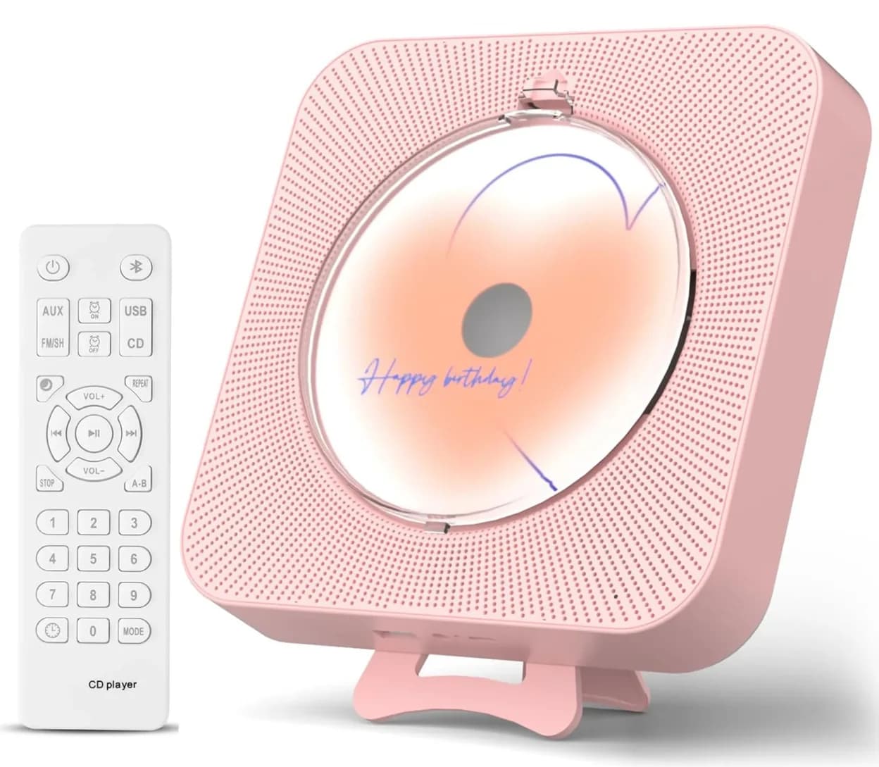 CD Multimedia Player Compact Lightweight Timer Switching On/off BT 5.0 FM USB/TF Connector with Stand Rechargeable
