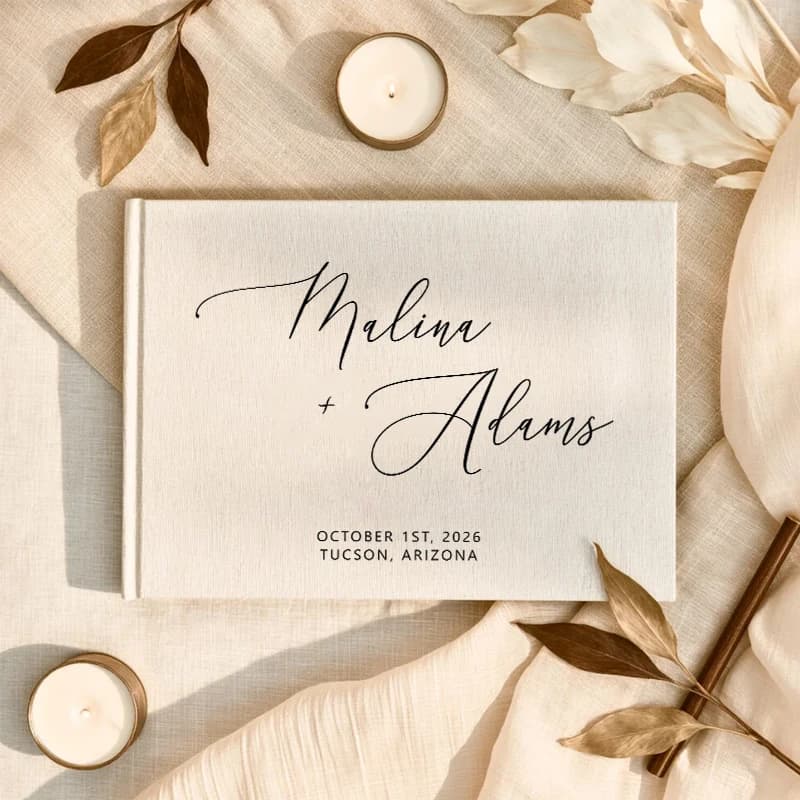 Personalized Guest Book Photo Album, Engagement and Anniversary Guest Book, Linen Wedding Photo Album Wedding Guest Book