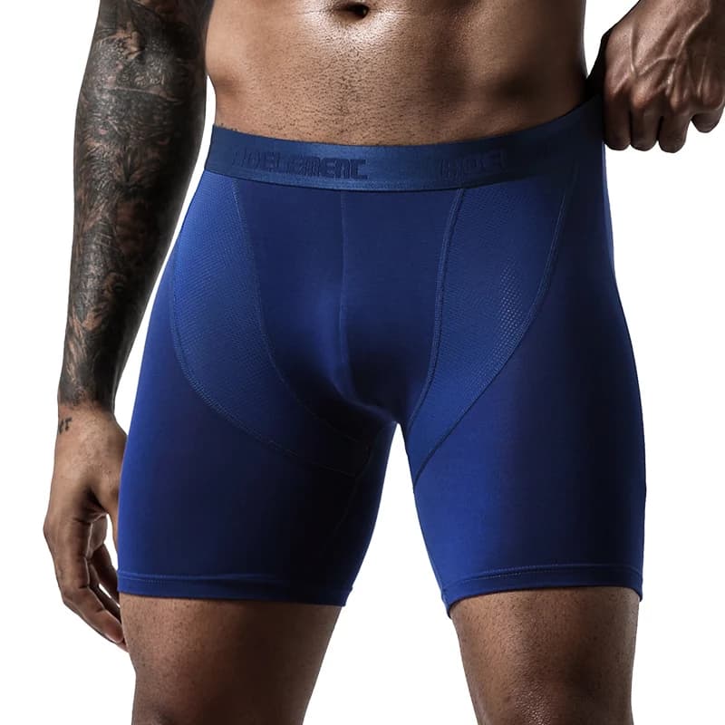 3-Pack of Ice Mesh Men's Underwear, Sports Running, Extended Wear-Resistant Leg Boxer Briefs, Long-Leg Five-Quarter Pants Underw