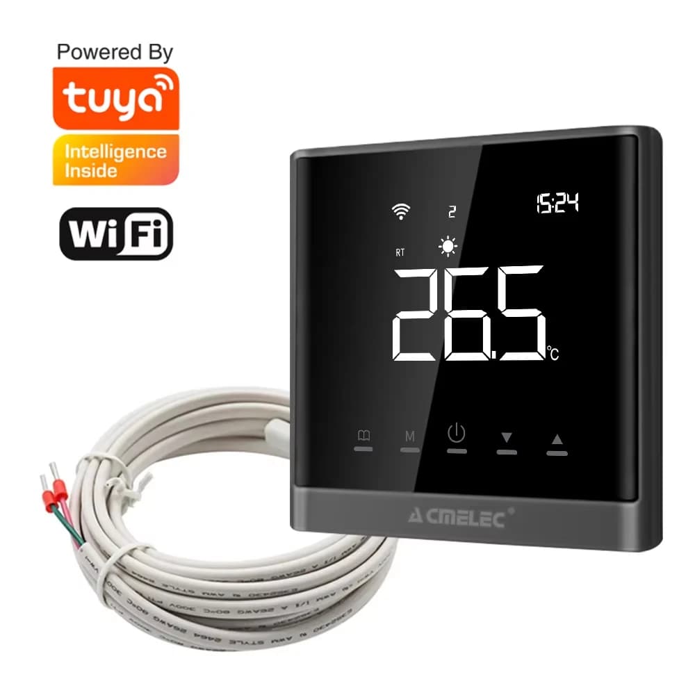16A  Electric Underfloor Heating Tuya Smart Thermostat Temperature Controller Switch with 3 Meter Cable Floor Sensor