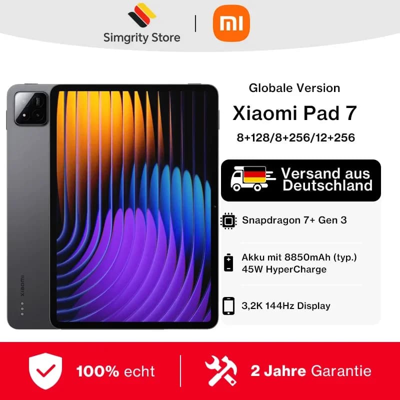 Global Version Xiaomi Pad 7 Snapdragon® 7+ Gen 3 Processor 3.2K 144Hz Display 8850mAh 45W Turbo Charge MI Pad 7