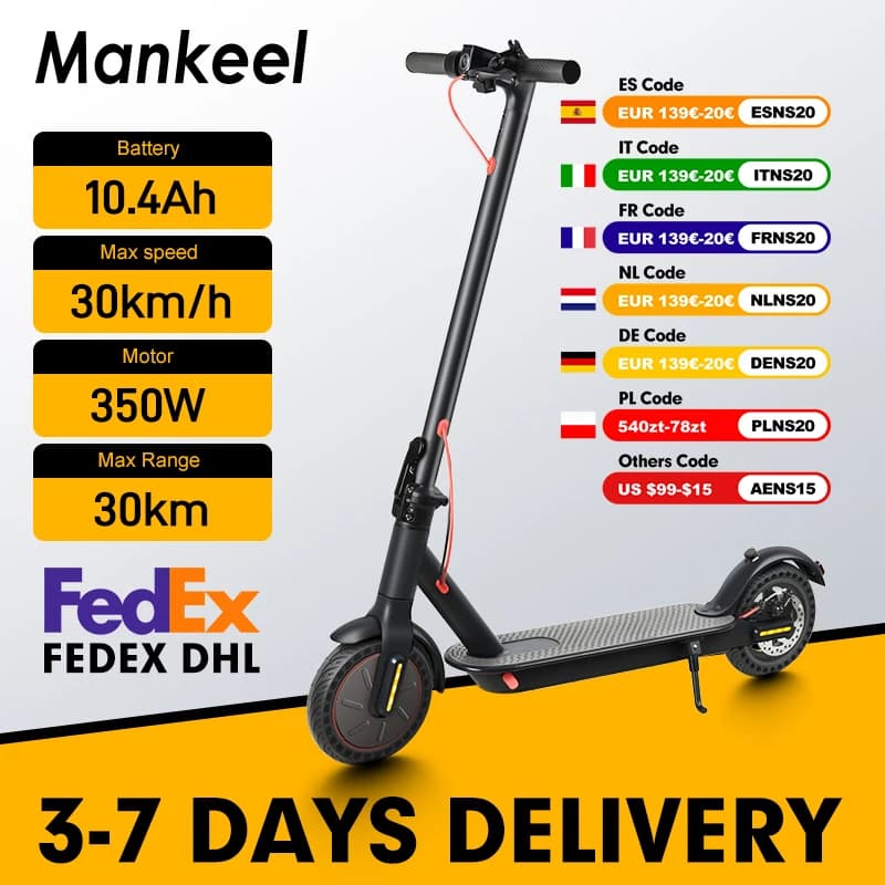 Mankeel MK083 350W Electric Scooter for Adults 8.5 Inch 10.4Ah 30km/h Smart APP Foldable E Scooter