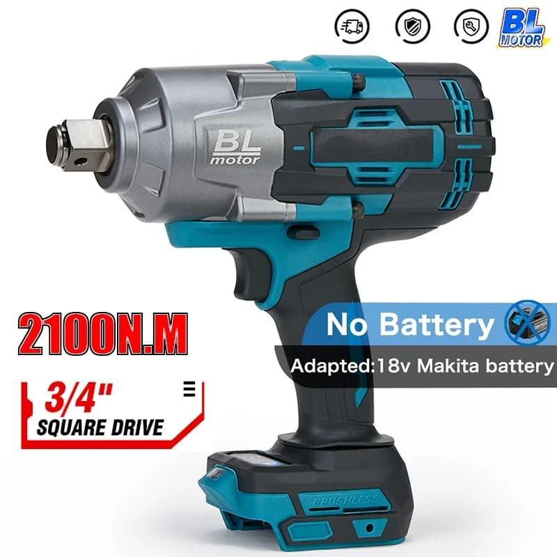 2100N.M Brushless Cordless Electric Impact Wrench Rechargeable 3/4" Power Tools Compatible Makita 18V Battery