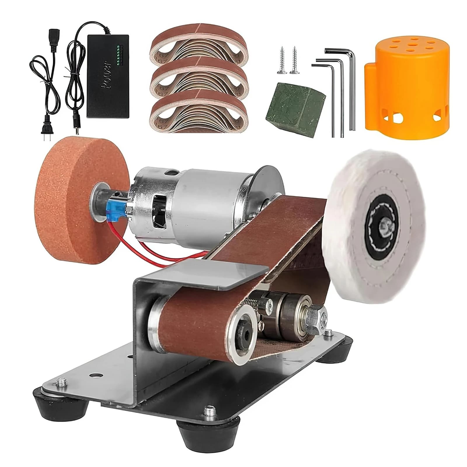 220V Mini Electric Belt Sander DIY Polishing Grinding Machine Cutter Edges Sharpener Multifunctional Grinder Power Tool