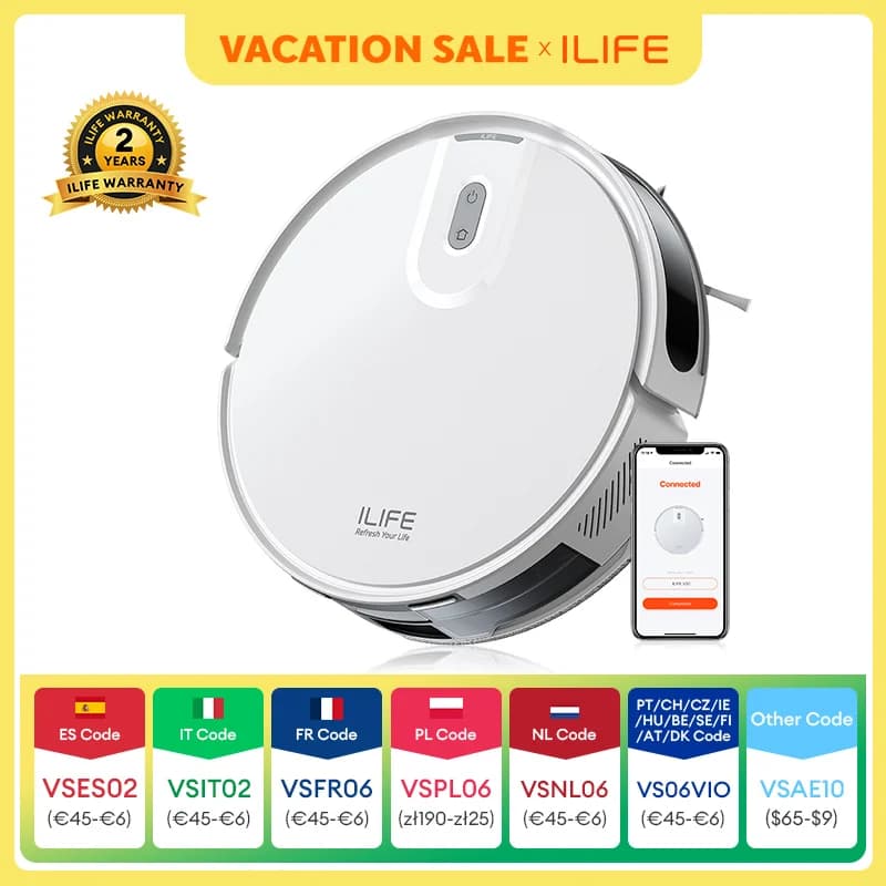 ILIFE V20 Robot Vacuum Cleaner, 5000Pa suction, SOF LiDAR Smart Navigation, APP Control, Customizable cleaning, Self charging
