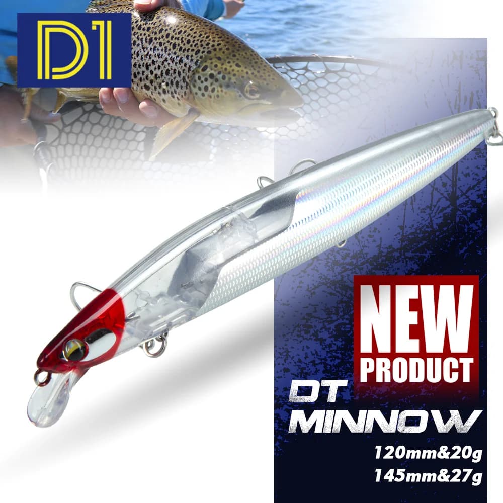 D1 Floating Minnow Fishing Lure 120mm/20g 145mm/27g Hard Baits Wobbler Weight Slider System For Pike Bass Tackle