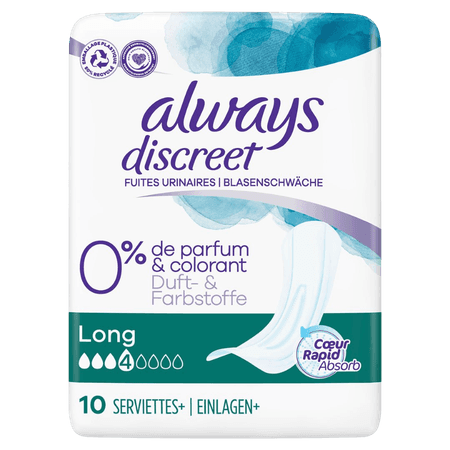 Always Discreet Long Incontinence Pads - 10 pcs