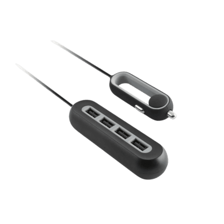 KSIX 4x USB A Black Car Charger - 1 5m