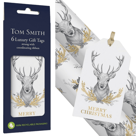 Tom Smith Luxury To and From Card With Reindeer 6 pcs