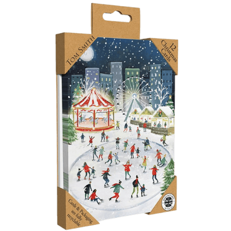 Tom Smith Luxury Christmas Card Ice Skating Rink - 12 pcs