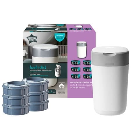 Tommee Tippee Sangenic Twist & Click Nappy Pail + 6 refills