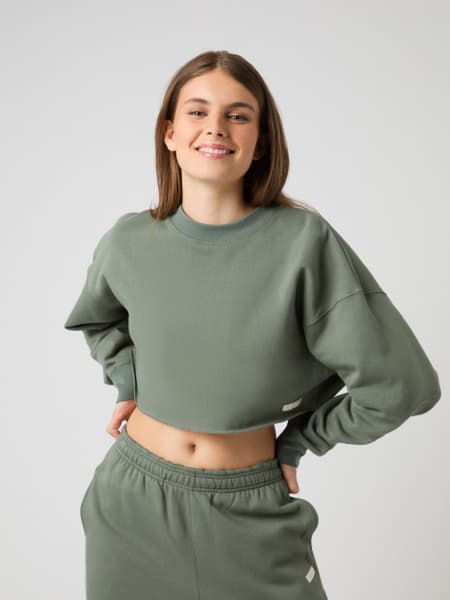 Björn Borg Studio Oversized Cropped Sweatshirt Green, M