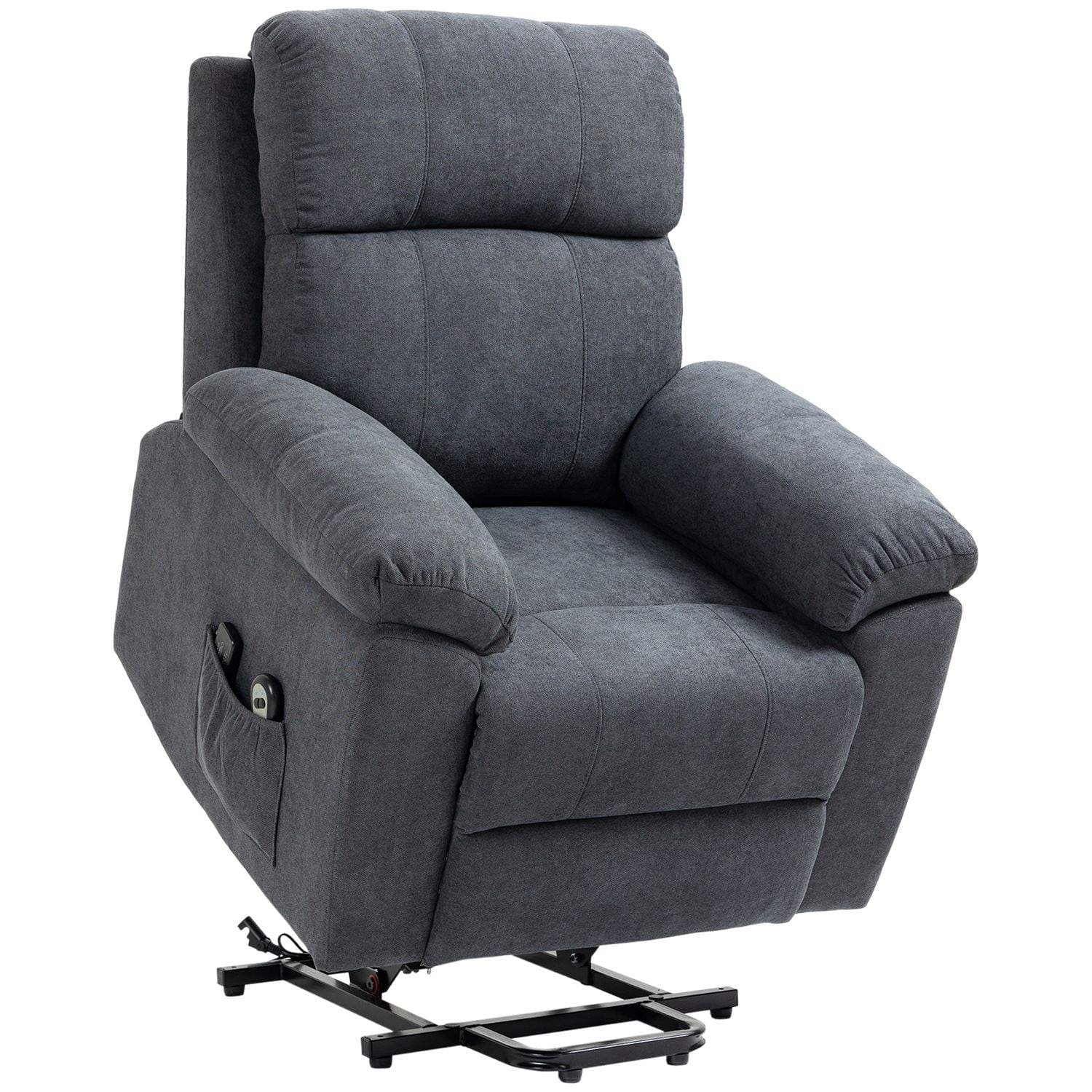 Harmaa hierontatuoli seisomatuella ja kaukosäätimellä