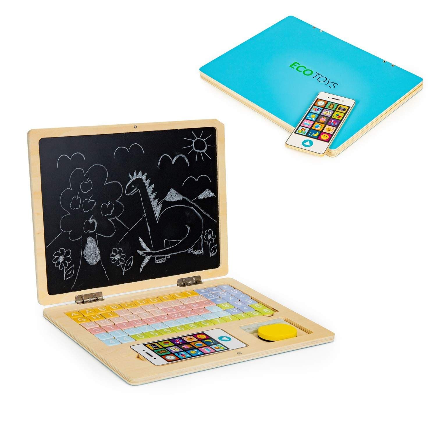 Monitoiminen puinen lelu 2-in-1 magneettitaululiitu