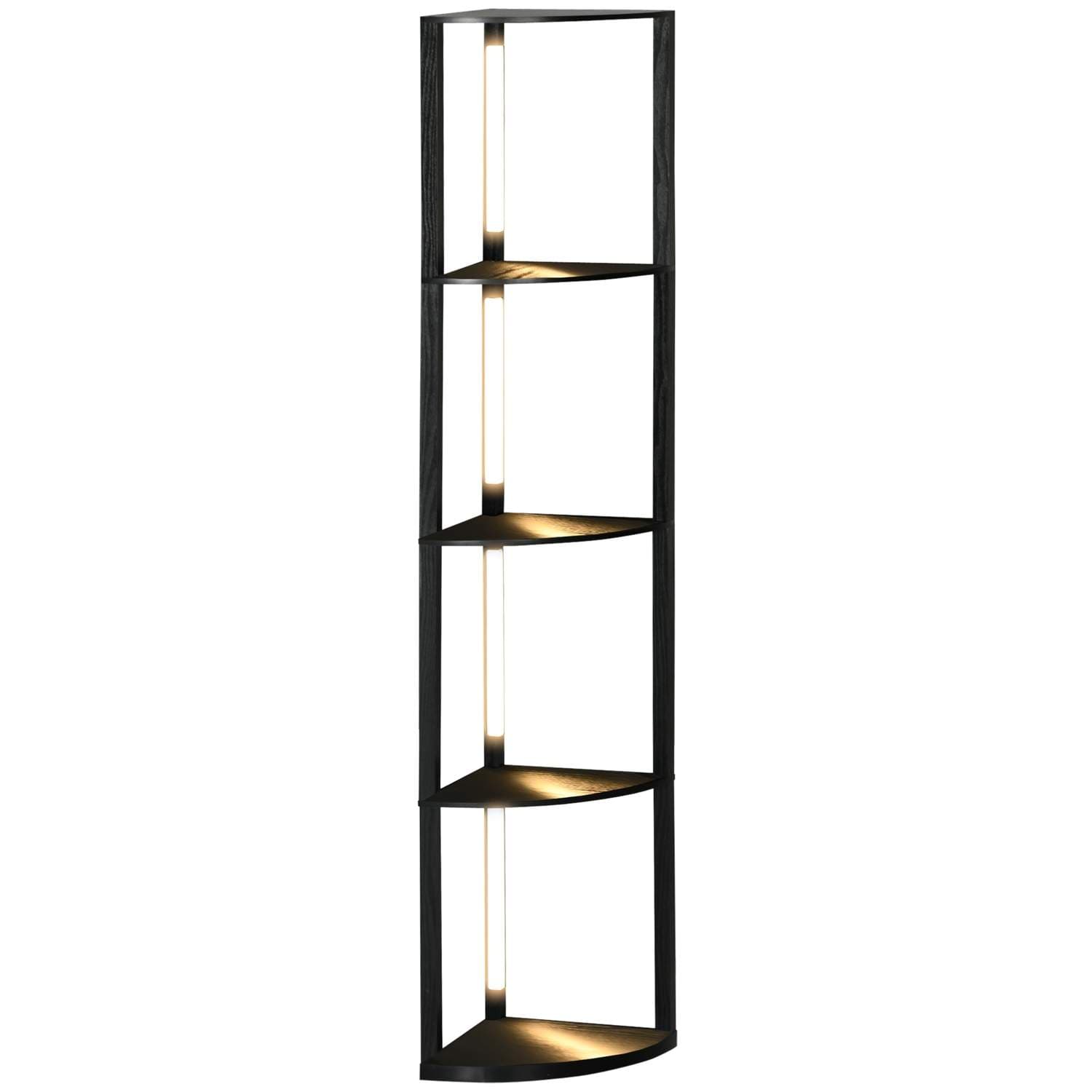 Musta LED-lattiavalaisin hyllyillä, 24W, E27