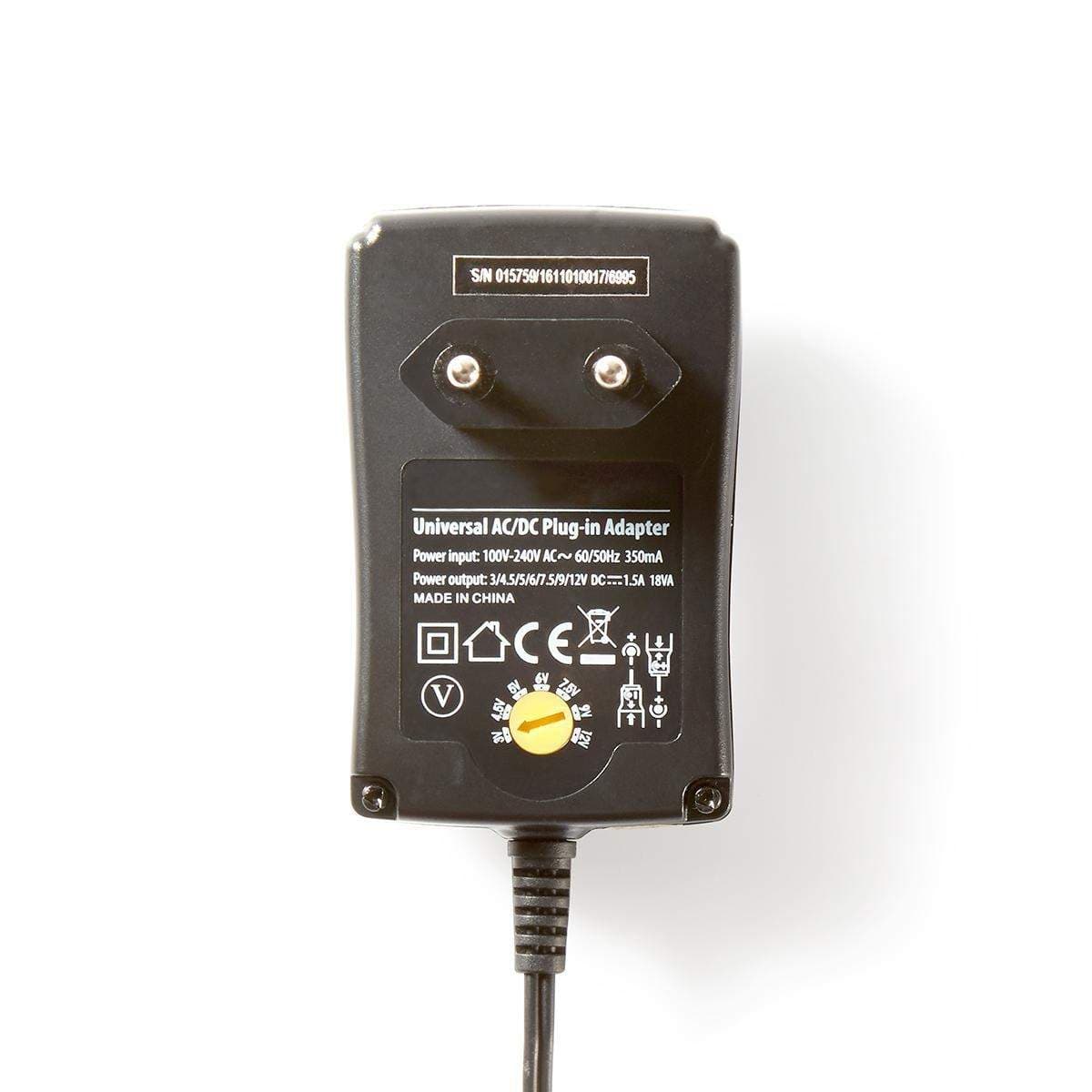 AC Yleisvirtalähde | 18 W | 3 - 12 V DC | 1.80 m | 2.1 A | 6 plug(s) | Musta
