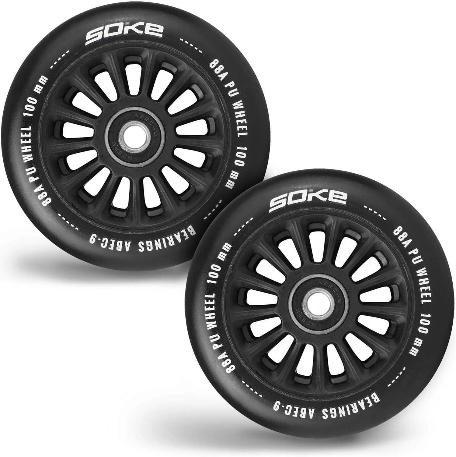 Mustat pyörät skootterille 100 mm (2 kpl)