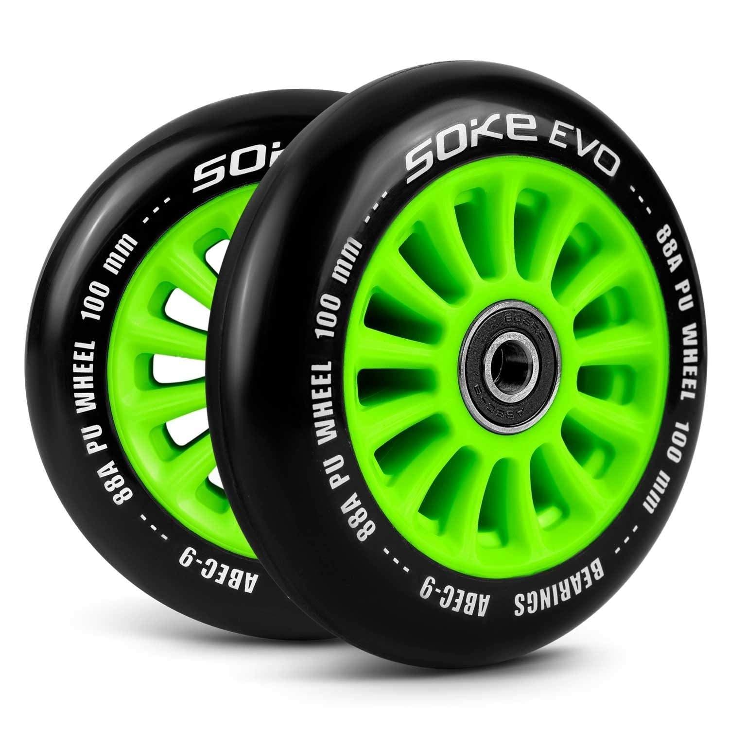 Vihreät pyörät skootterille 100 mm, 2 kpl