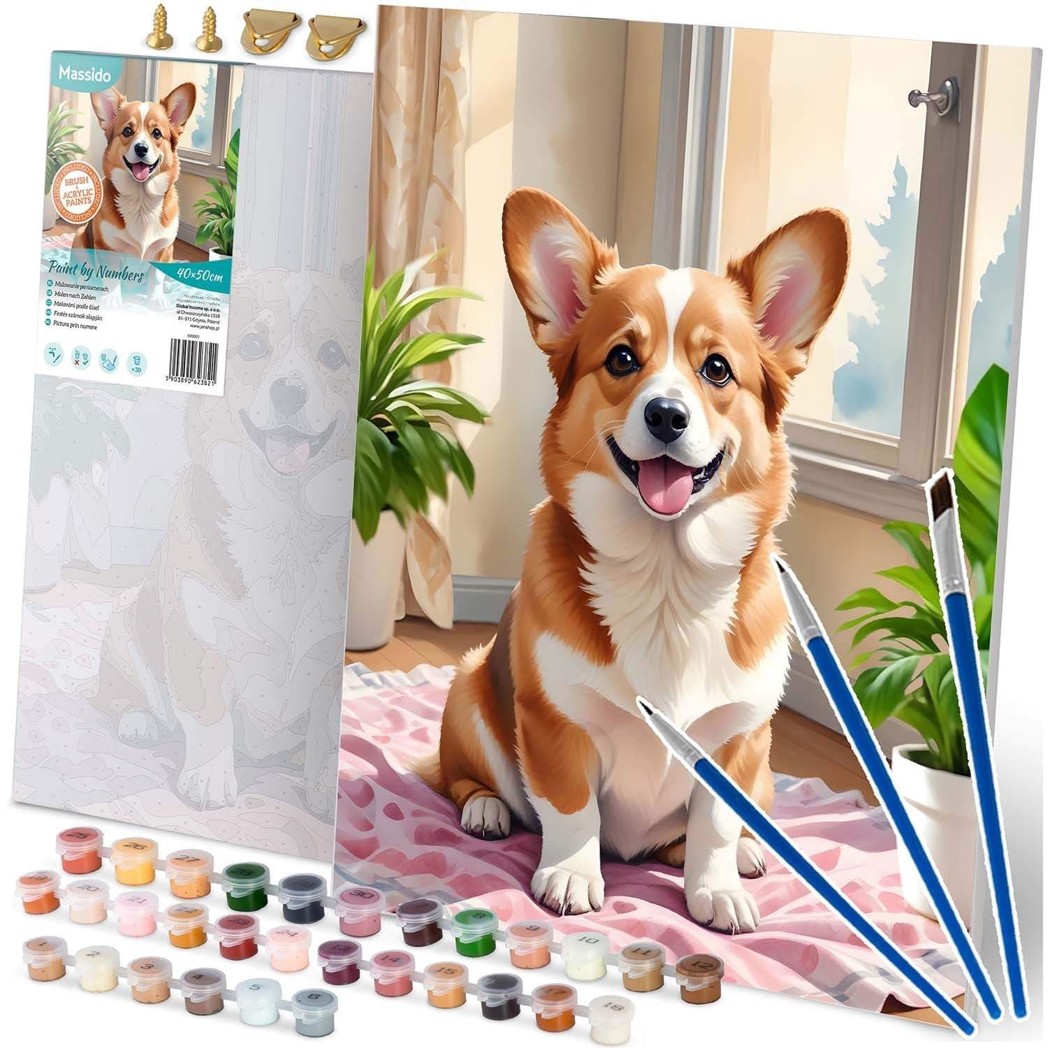 Maalaus numeroilla 40x50 cm Massido Corgi koira