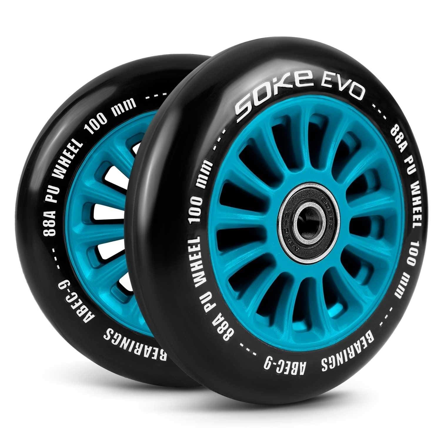 Siniset pyörät skootterille 100 mm, 2 kpl