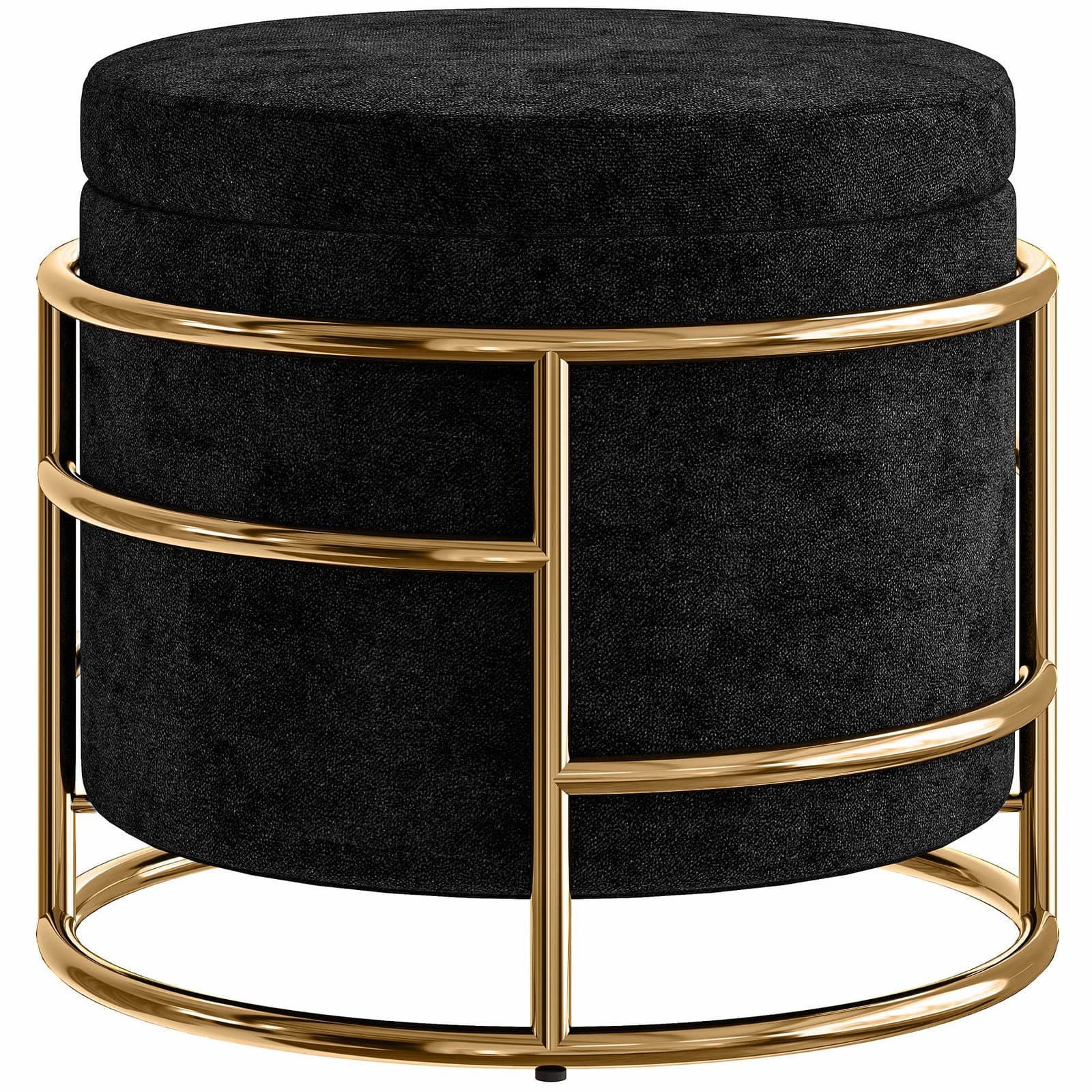 Black Velvet Storage Ottoman – 24L piilolokero