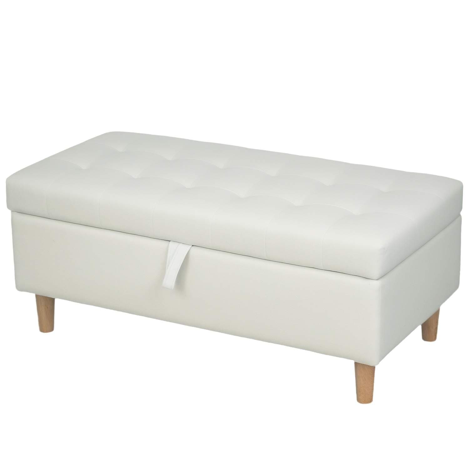 Cream Velvet Storage Ottoman – 84L, puiset jalat