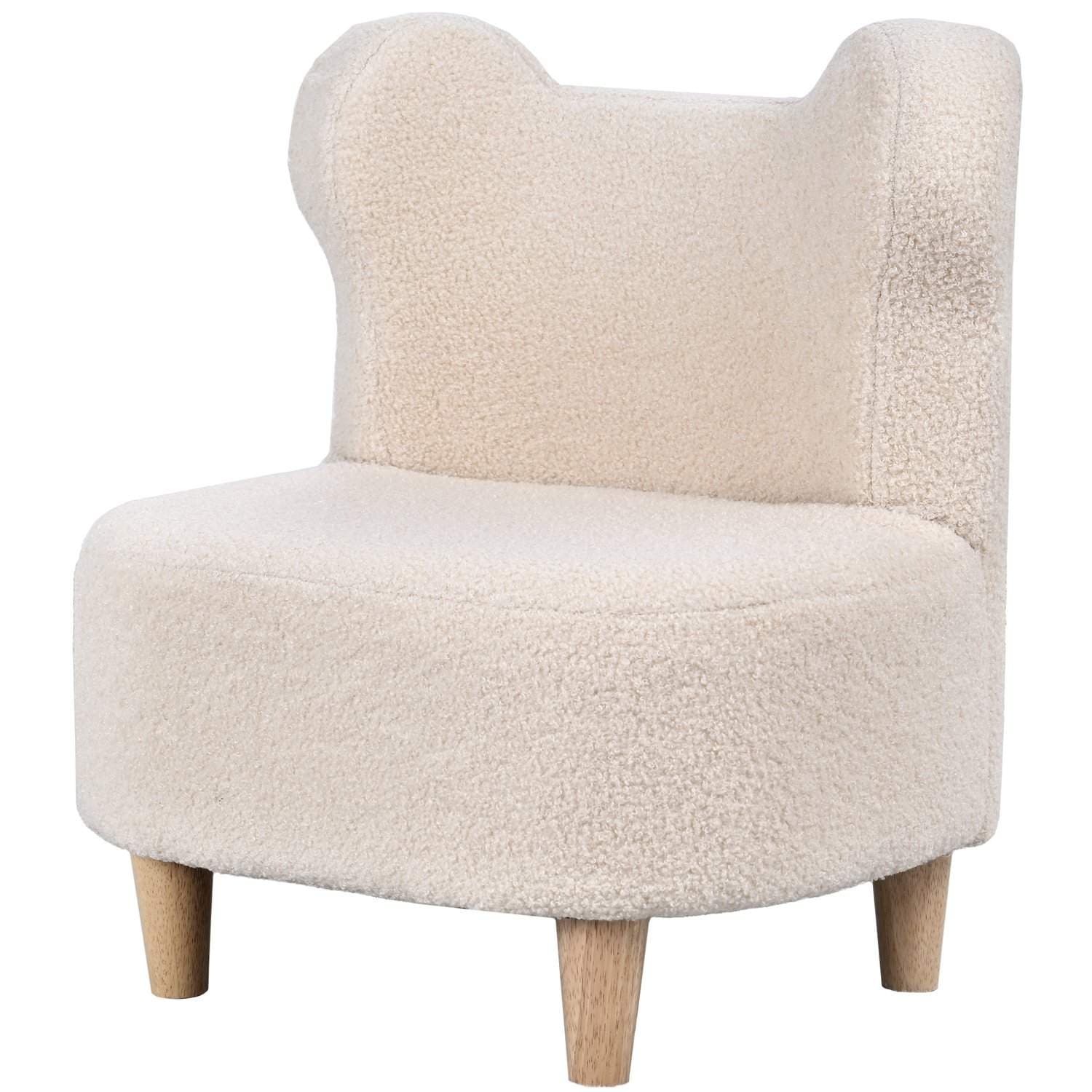 Lasten pehmotuoli karhunkorvilla, fleecepäällinen, beige