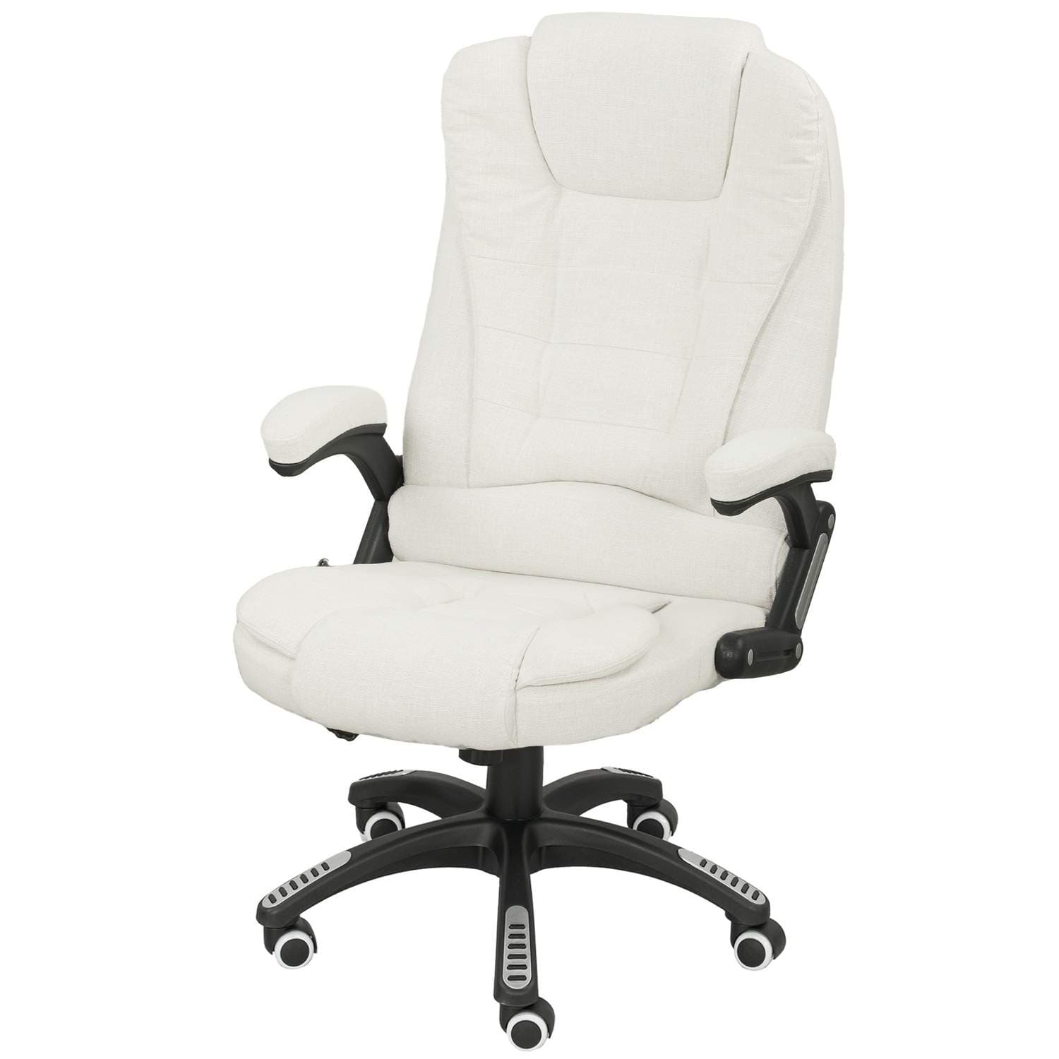 Ergonominen hierontatoimistotuoli, makuuasennossa, kermanvalkoinen