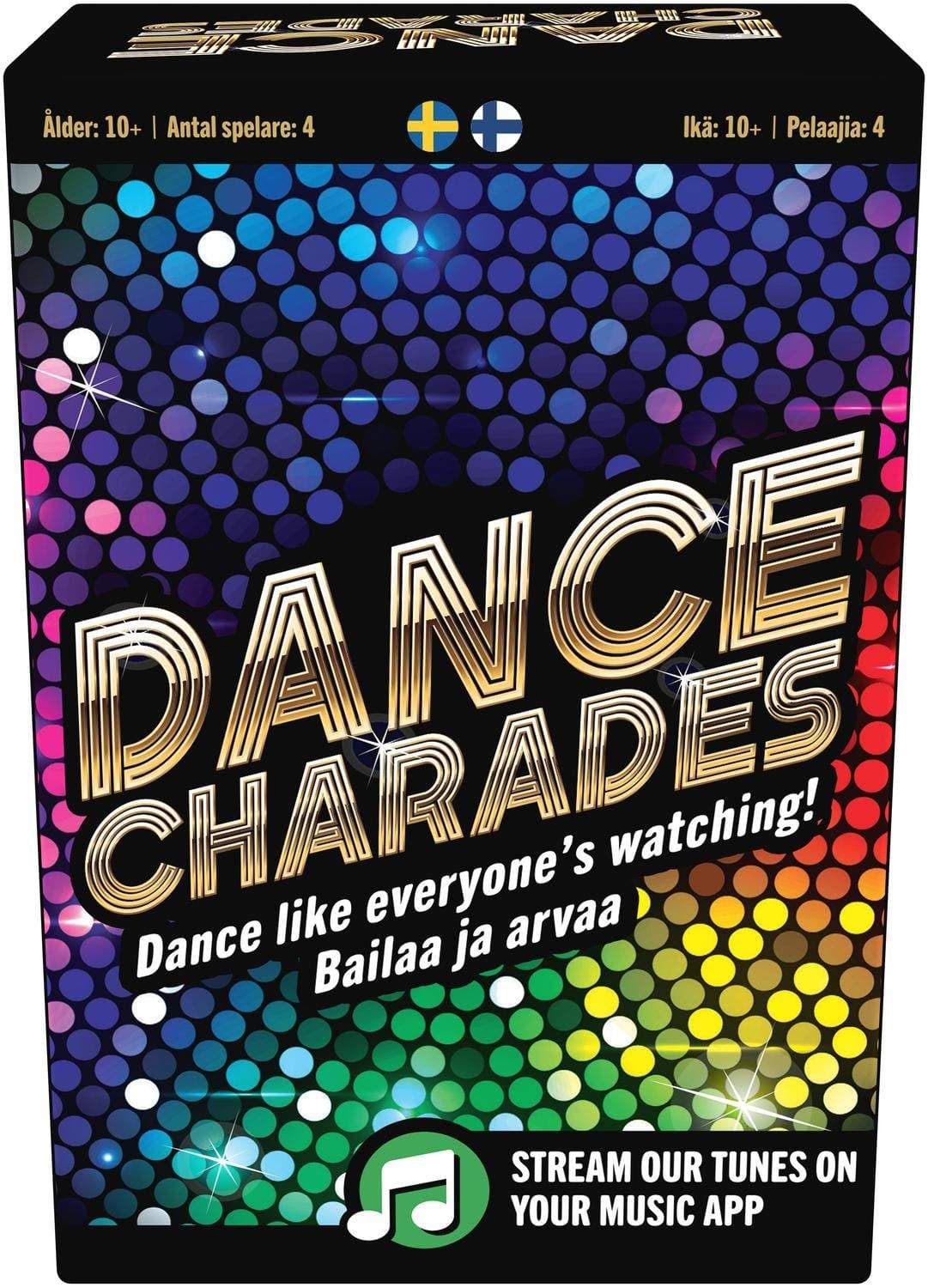 Tanssipeli Charades, suomi ja ruotsi, 4+ pelaajaa