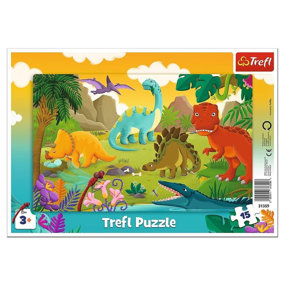 Trefl Frame Puzzle Dinosaurs, 15 kpl