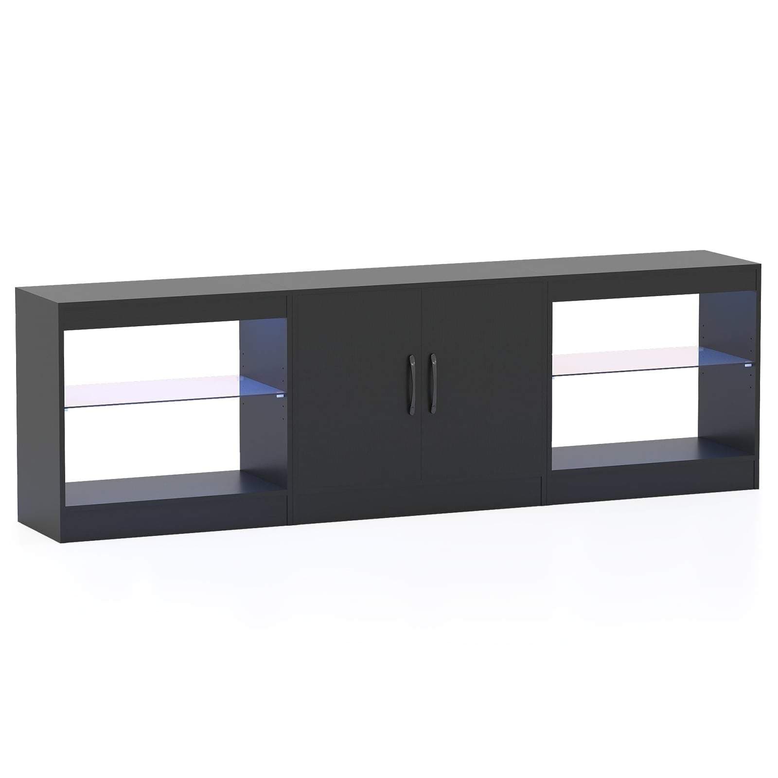 3-in-1 TV-taso LED-valoilla ja säädettävillä hyllyillä