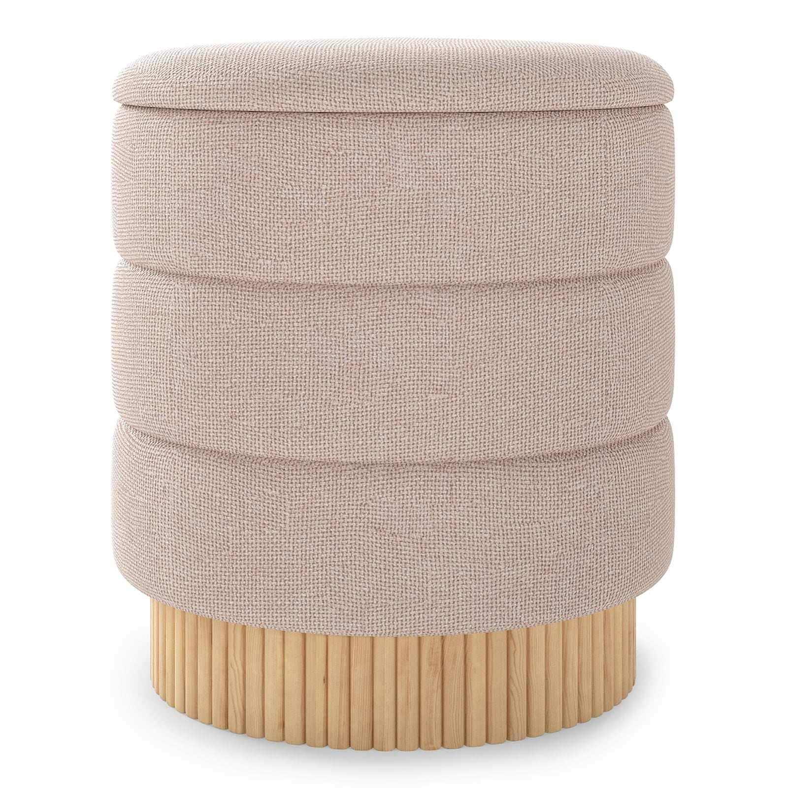 Pyöreä Chenille-rahi säilytystilalla – Beige, 150 kg:n kapasiteetti