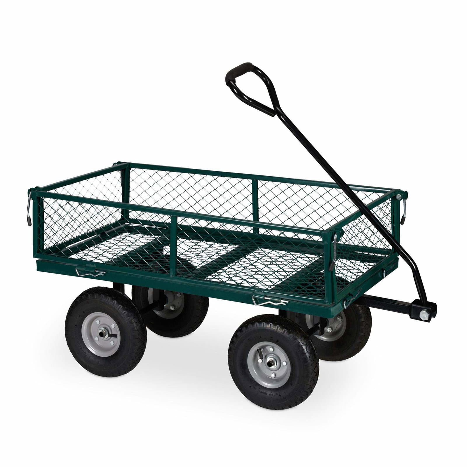 Vihreä Heavy Duty -kärry, jossa taitettavat sivut