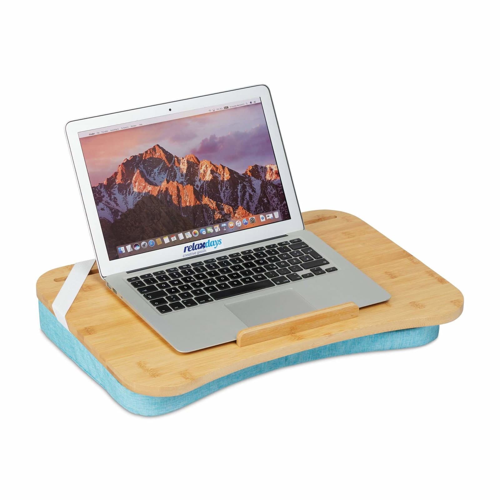 Sininen Lapdesk bambutarjottimella