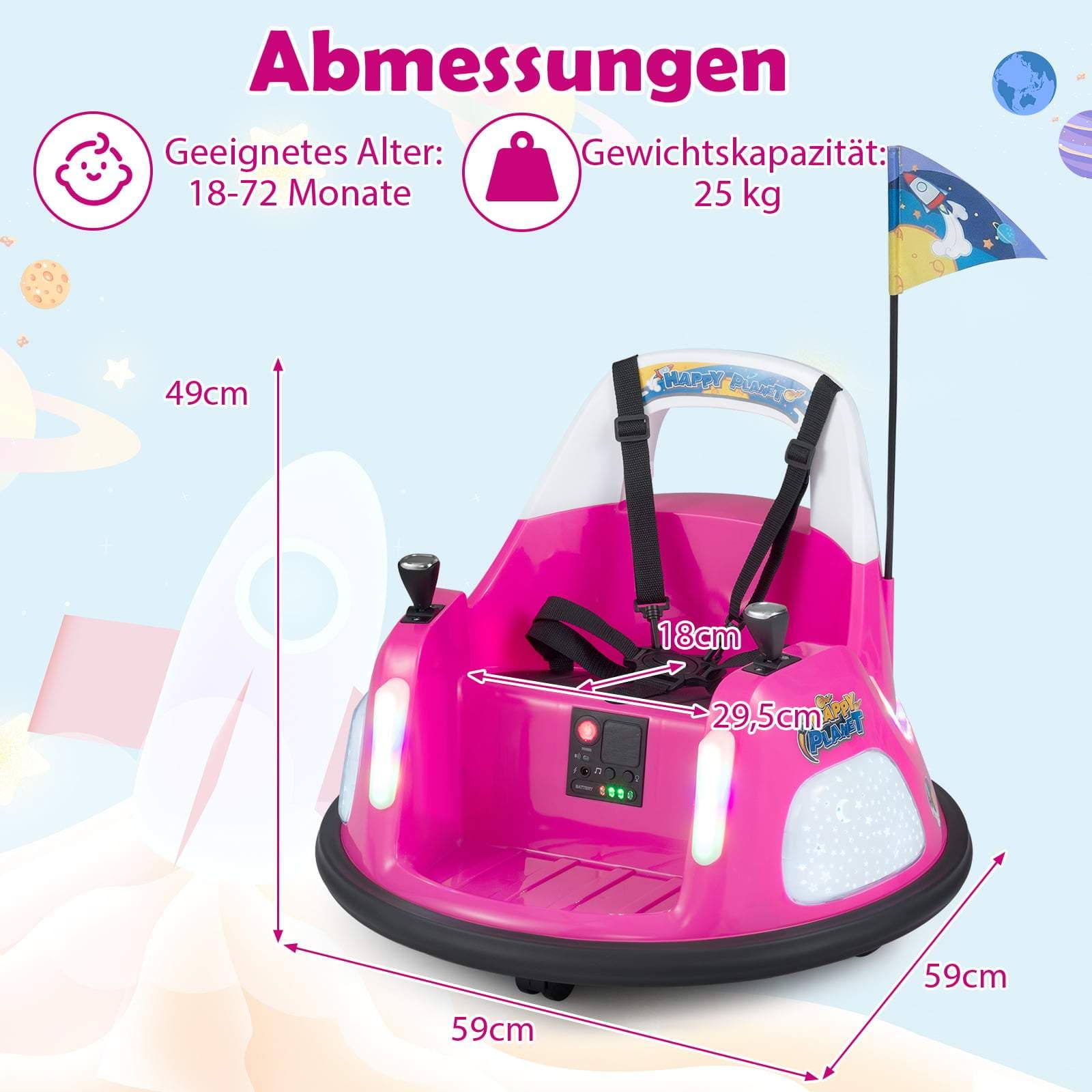 12 V lasten sähköinen törmäilyauto valoilla ja kaukosäätimellä