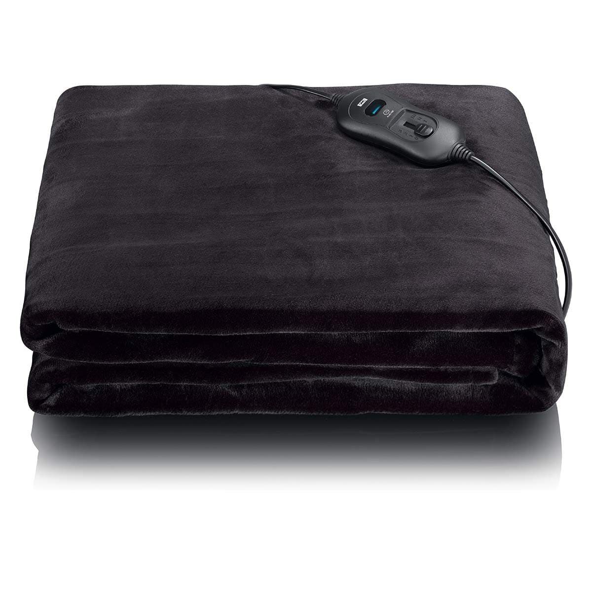 Sähkölämmitteinen peitto, 180x130cm, flanellifleece, musta