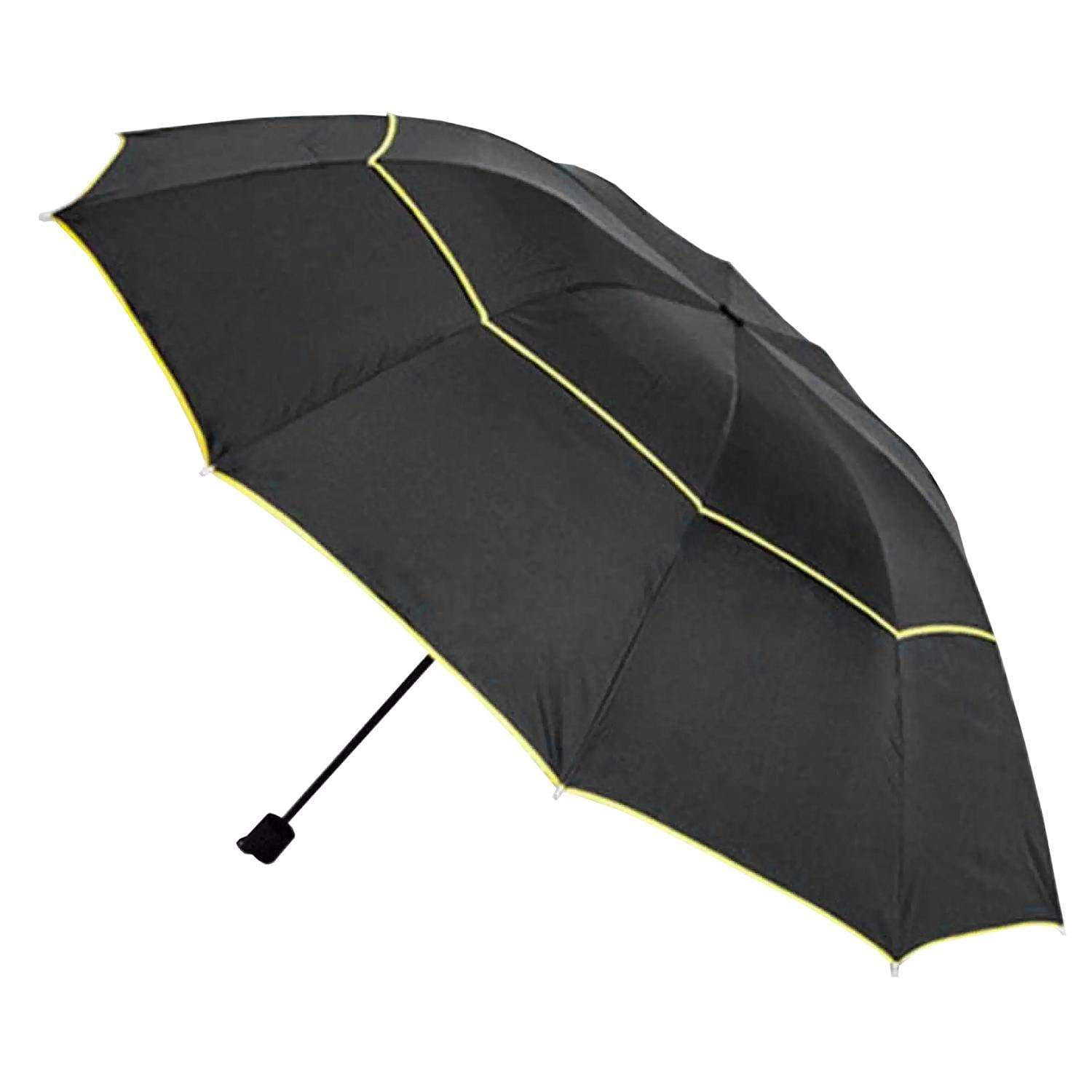 Sateenvarjo, Kompakti - 130 cm - Musta / Keltainen