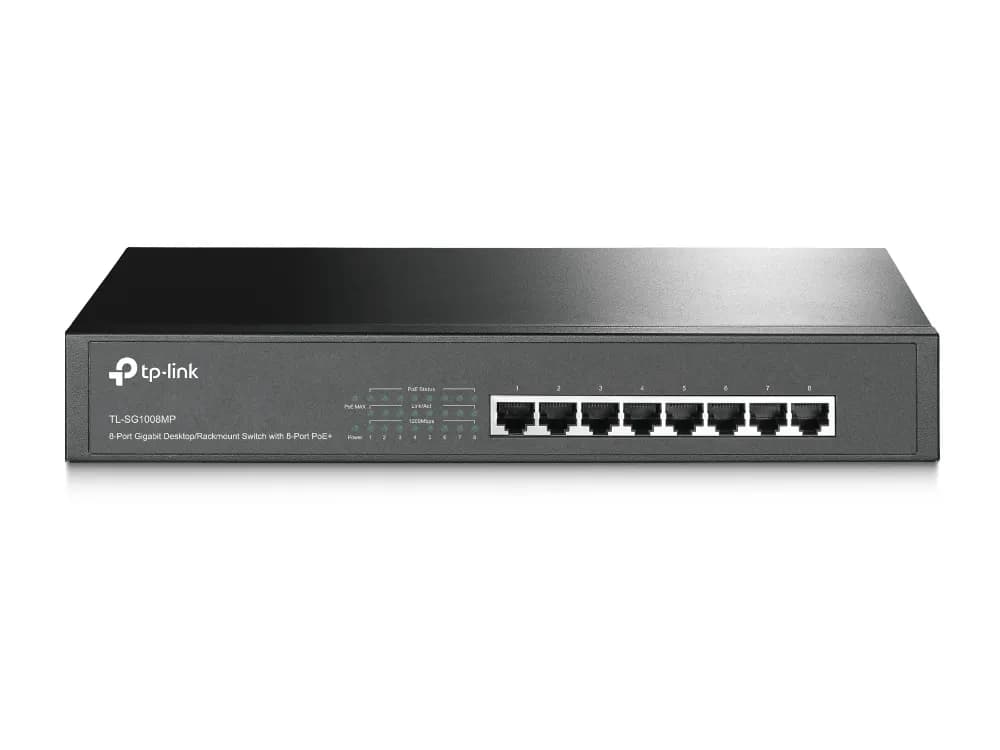 TP-Link TL-SG1008MP - 8-porttinen hallitsematon Gigabit Ethernet PoE+ -kytkin, Musta
