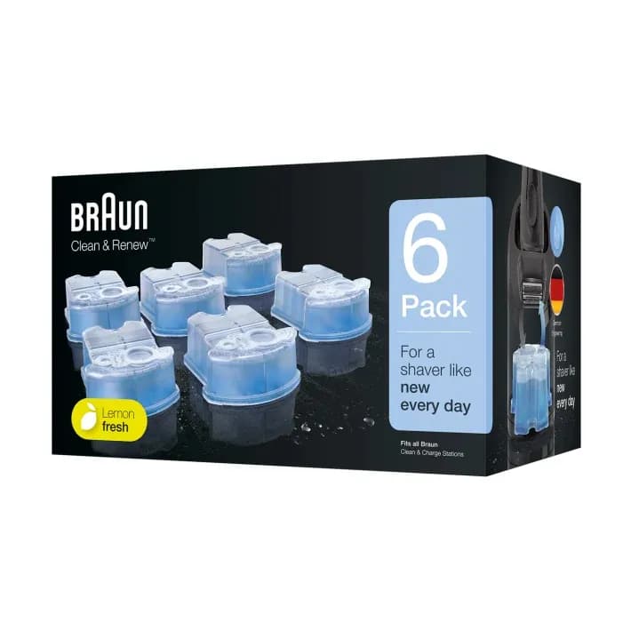 Braun 226356 Clean & Charge Refill Cartridges (6-pack, 5+1) -puhdistuskasetti, sininen