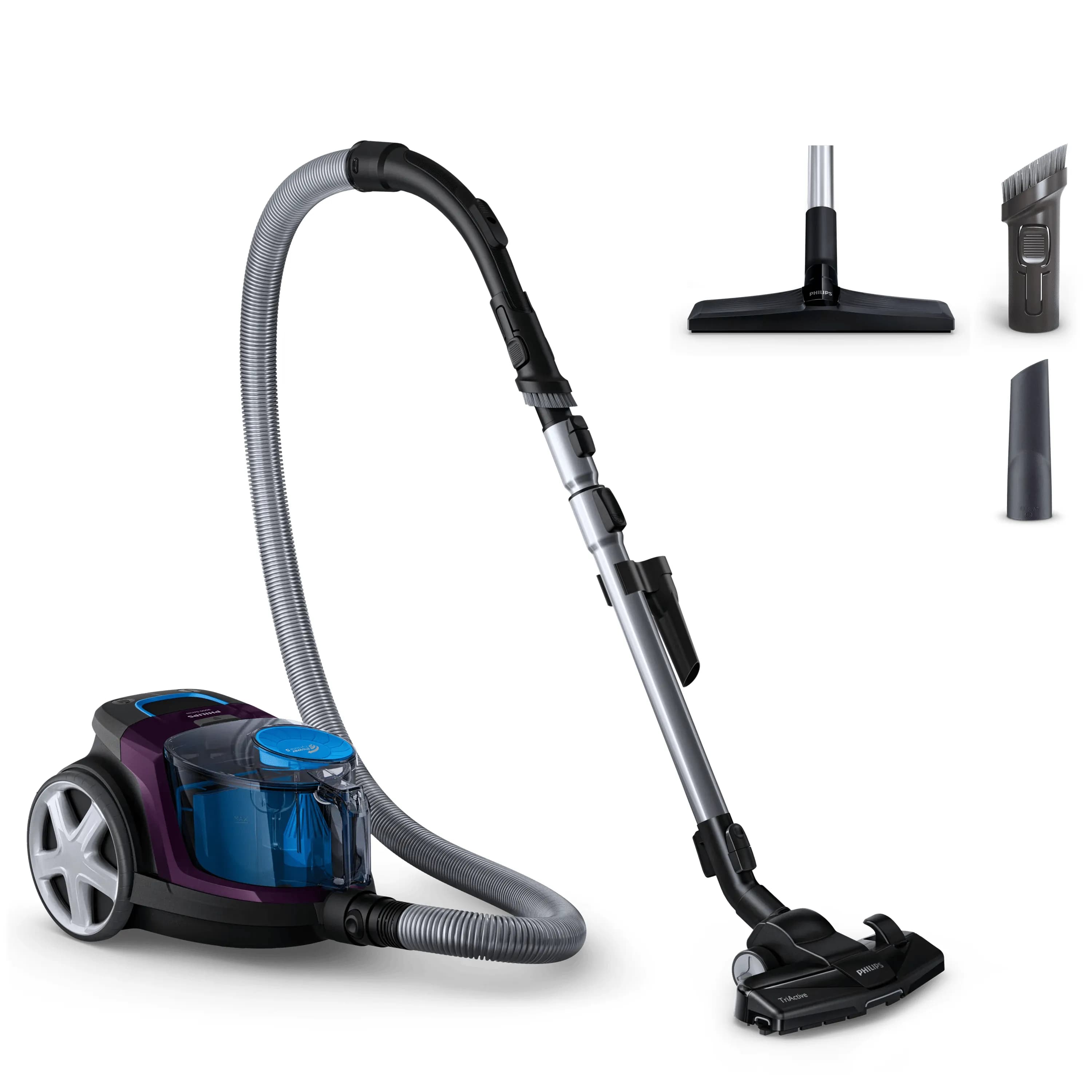 Philips PowerPro Compact FC9333/09 1.5 L 900 W -pussiton pölynimuri, musta, sininen, harmaa, violetti
