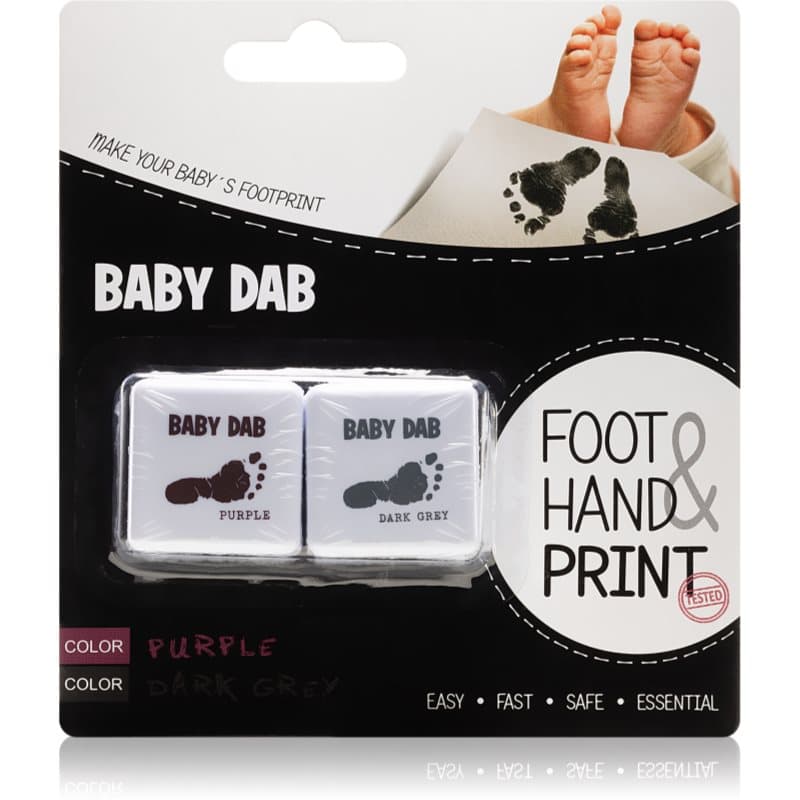 Baby Dab Foot & Hand Print Purple & Grey maali lapsen jalan- ja kädenjälkiin 2 kpl