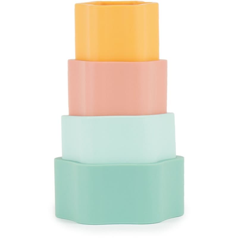 Bieco Silicone Stacking Tower Flower aktiivilelu 12 m+ Tropical Vibes 4 kpl