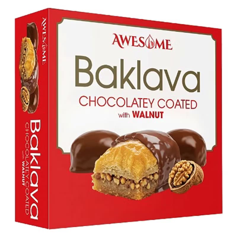 Baklava med valnötter - choklad överdragen