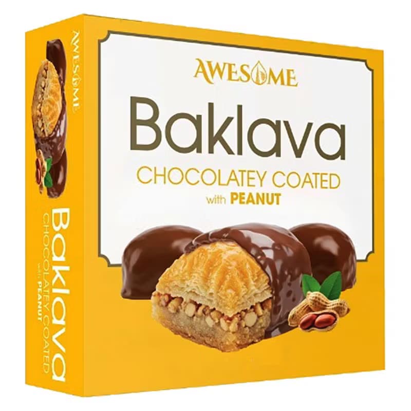 Baklava med jordnötter - choklad överdragen